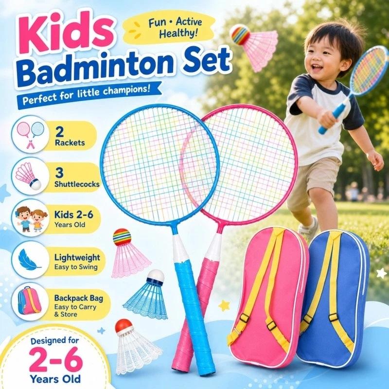 2Pcs Kids Badminton Rackets Wi - Badminton League ulasan dan harga