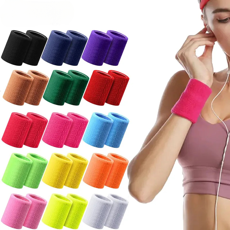 1 Pair Sport Wristbands Cotton - Wristband Pair Sweat ulasan dan harga