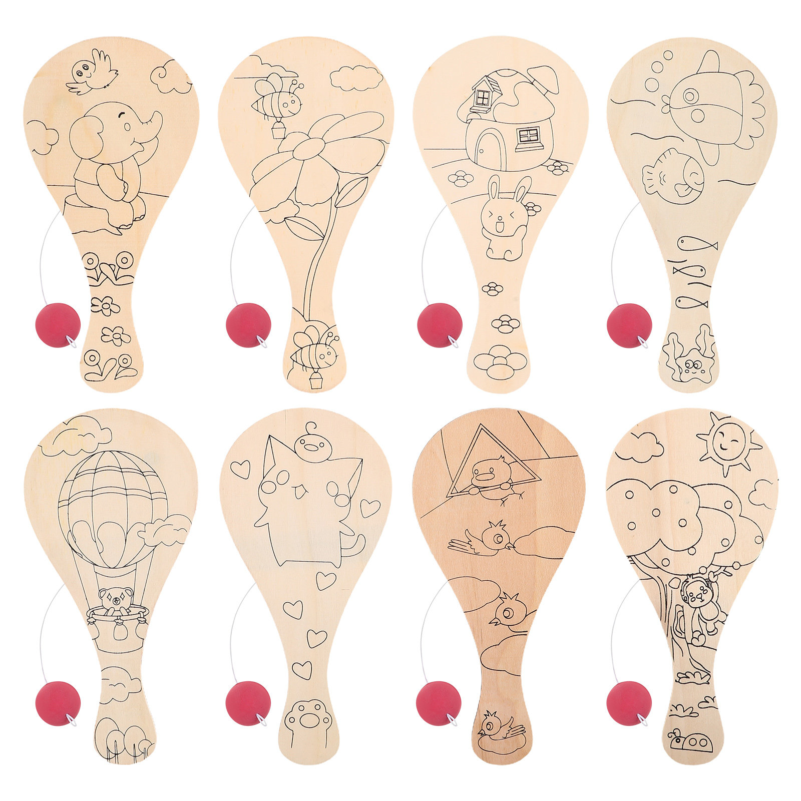 8Pcs DIY Wooden Paddle Craft f - Badminton League ulasan dan harga